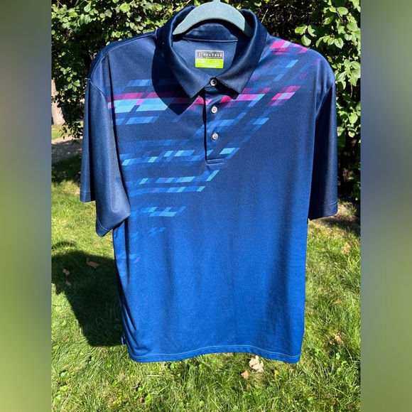 🏌️‍♂️⛳️PGA Tour Pro Series Mens Size L Navy+  Blue Golf Polo Shirt Athletic Fit - Picture 3 of 17